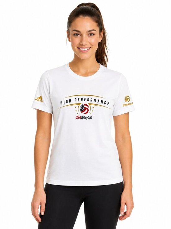 adidas Tops - Adidas USA Volleyball High Performance Path to Podium Tee White Gold Size Small